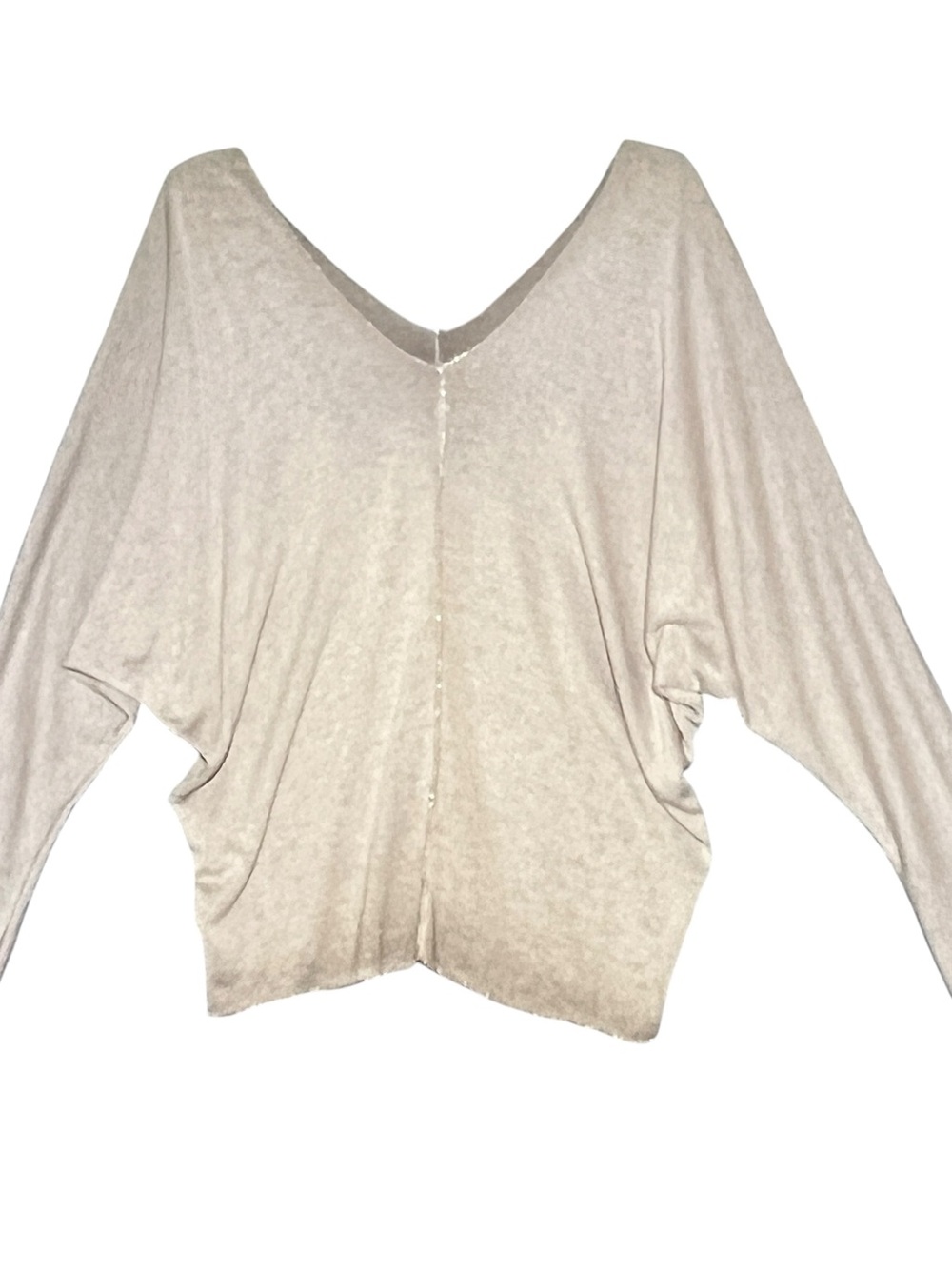 VENTI6 Made in Italy Beige V-Neck Sweater Silver Metallic Foil Piping Trim M - Picture 4 of 11
